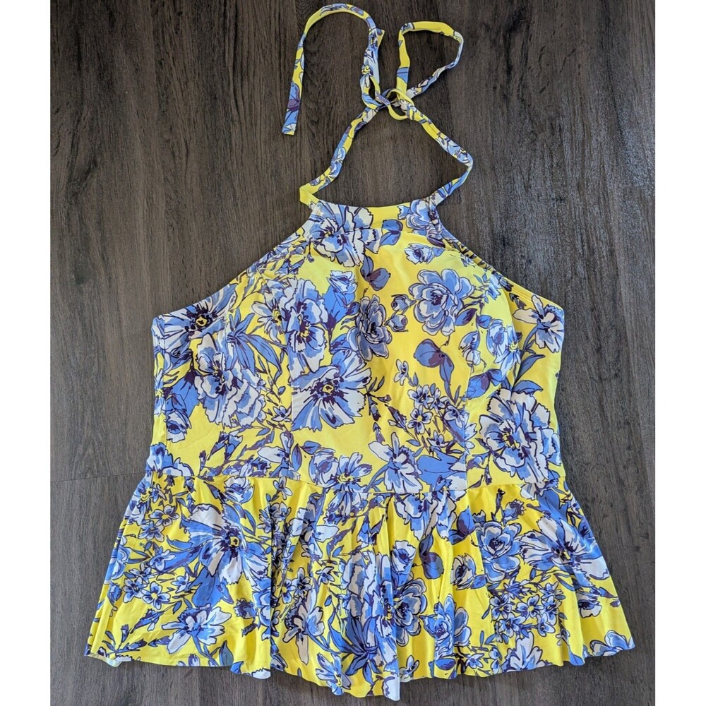 Sea Angel Swimsuit Top Floral Tie Shelf Bra Support 3x Full Coverage Tankini